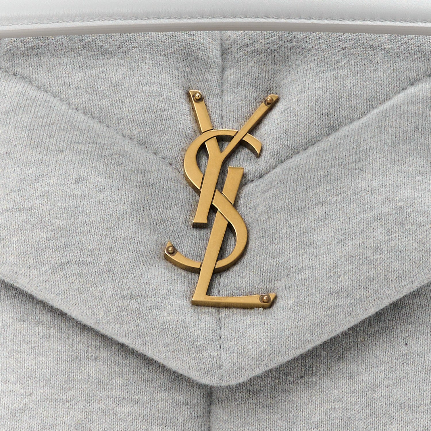 Saint Laurent Jersey Quilted Small Loulou Puffer Monogram Chain Satchel Grey Cloud 8 of 10