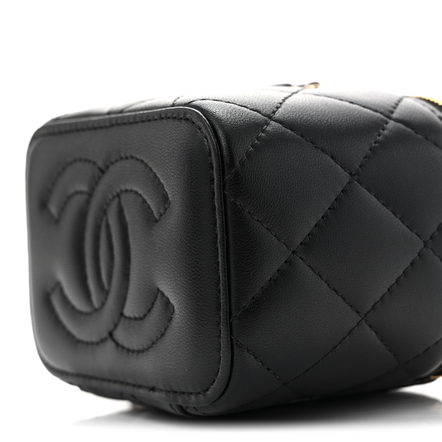 Chanel Lambskin Quilted Mini Enamel Vanity Case With Chain Black 10 of 11