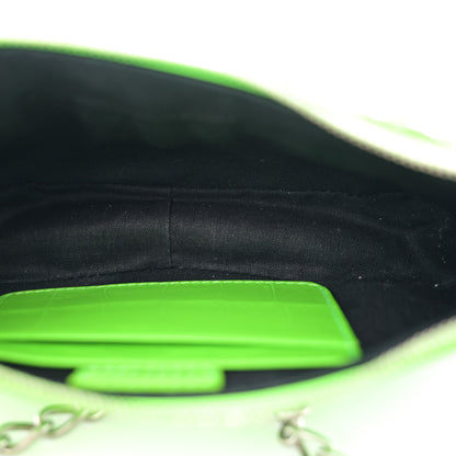 Balenciaga Extra Supple Calfskin Crocodile Embossed Le Cagole Mini Purse With Chain Acid Green 5 of 12