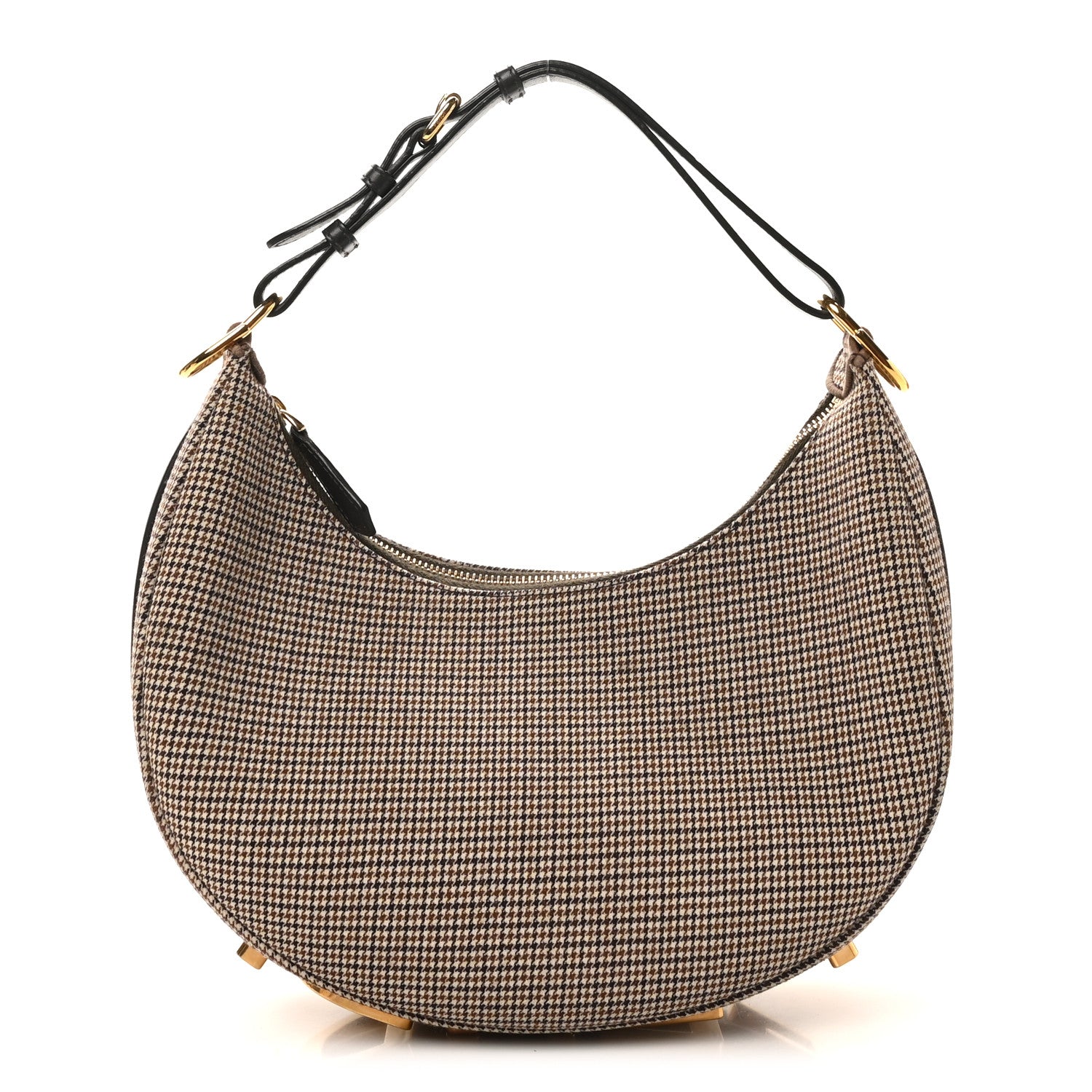 Fendi Wool Vitello Grace Small Houndstooth Small Fendigraphy Hobo Bag Beige Ebano 1 of 10