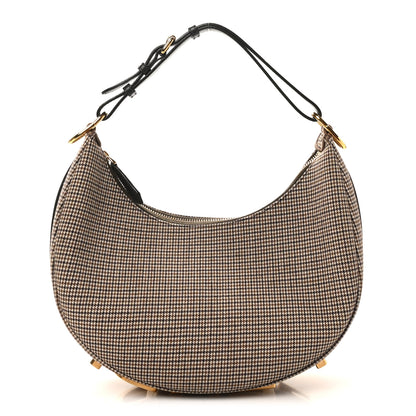 Fendi Wool Vitello Grace Small Houndstooth Small Fendigraphy Hobo Bag Beige Ebano 1 of 10