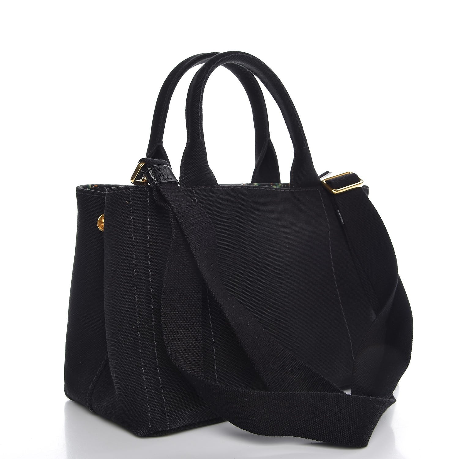 Prada Canapa Small Logo Tote Black Arancio 4 of 8