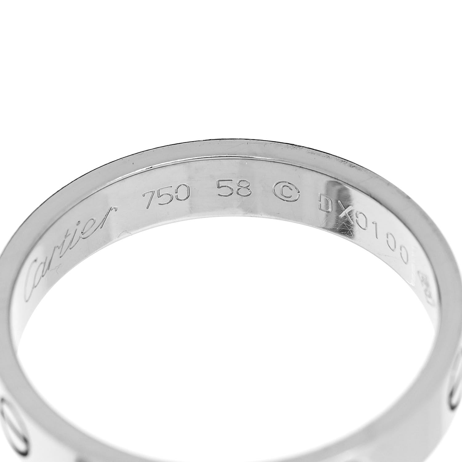 Cartier 18K White Gold 3.5mm LOVE Wedding Band Ring 58 8.25 5 of 5