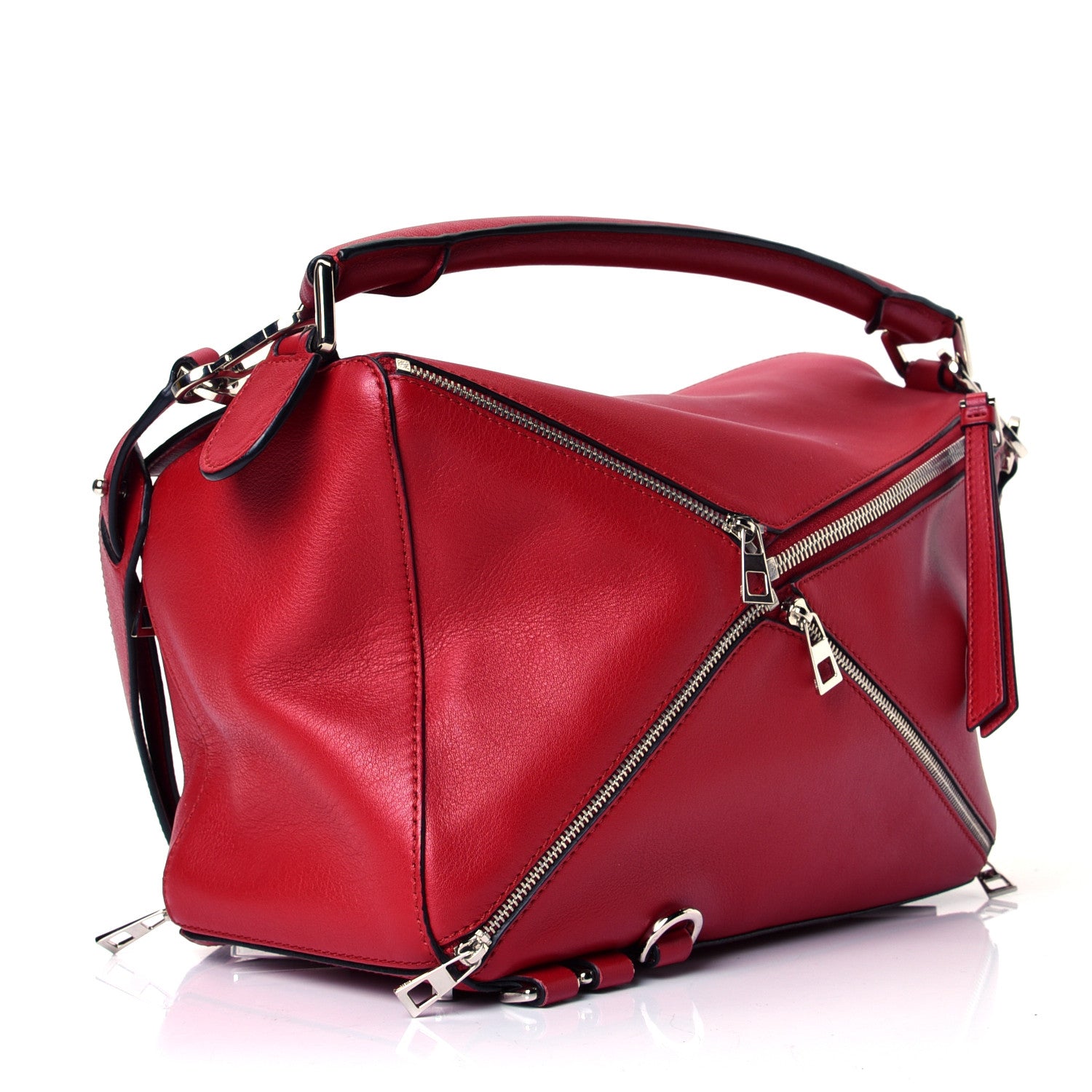 Loewe Calfskin Zipper Puzzle Bag Red 2 of 4
