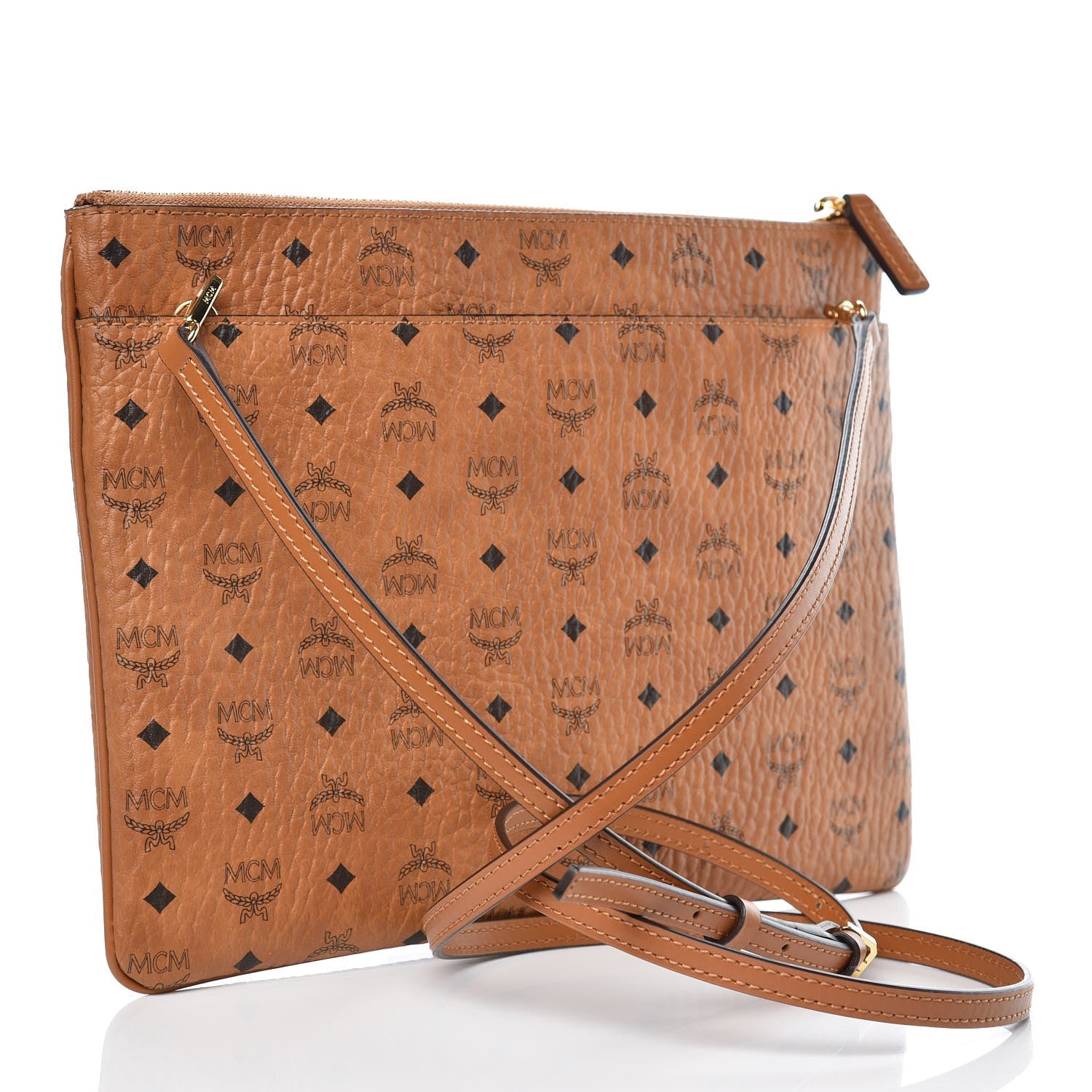 MCM Visetos Medium Crossbody Pouch Cognac 3 of 8