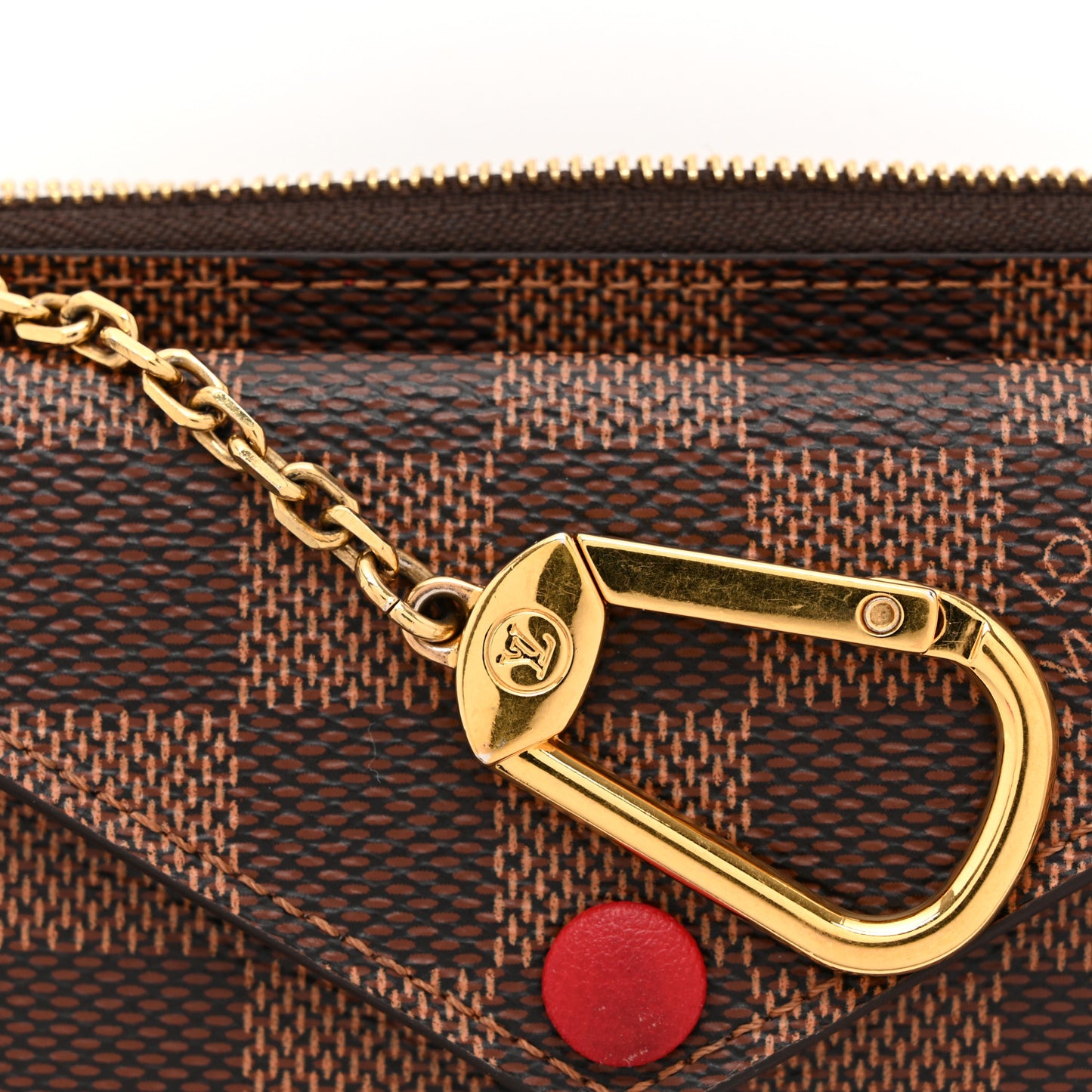 Damier Ebene Recto Verso Card Holder Red