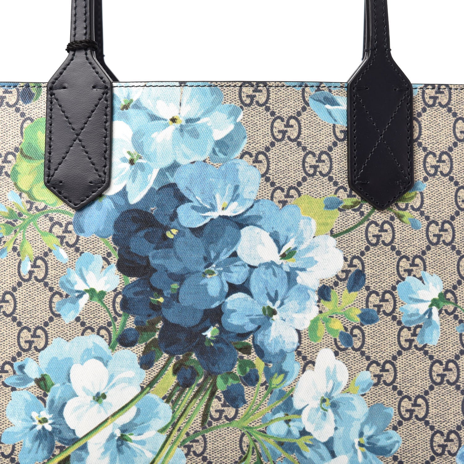 Gucci GG Supreme Monogram Blooms Small Reversible Tote Beige Blue Navy 11 of 11