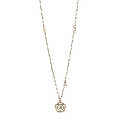 Chanel Pearl Crystal CC Pendant Necklace Gold 1 of 5