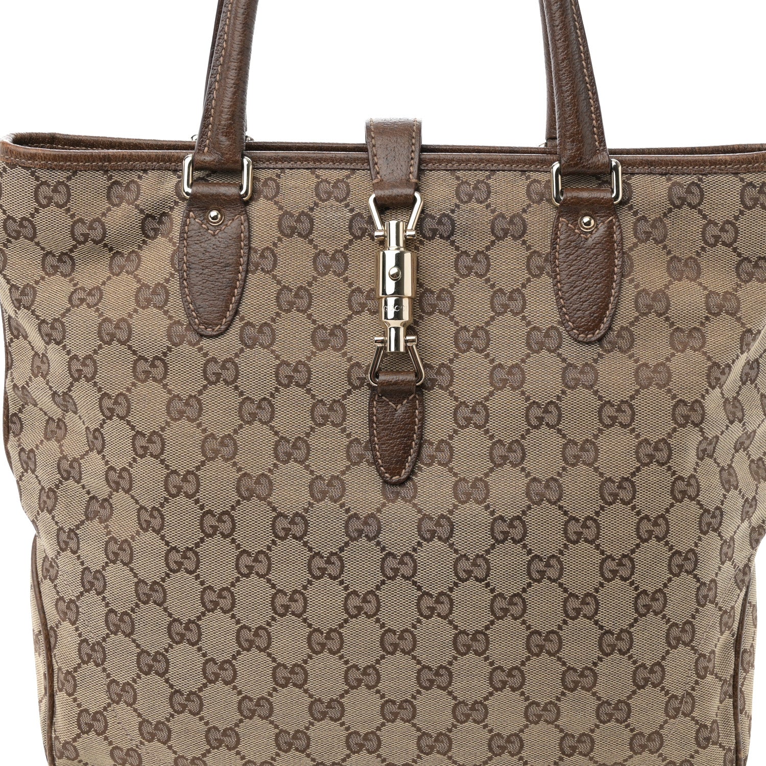 Gucci Monogram Piston Lock Tote Brown 8 of 11
