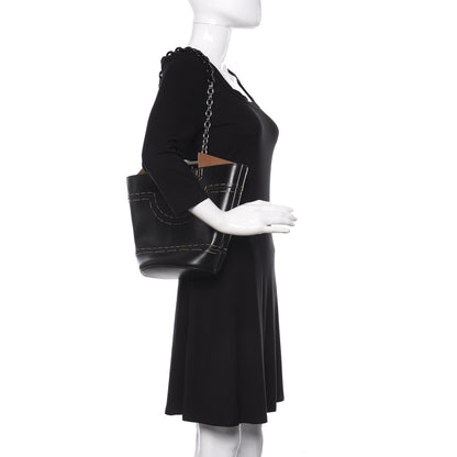Balenciaga Calfskin Pickstitch Mini Top Handle Bucket Bag Black 2 of 10