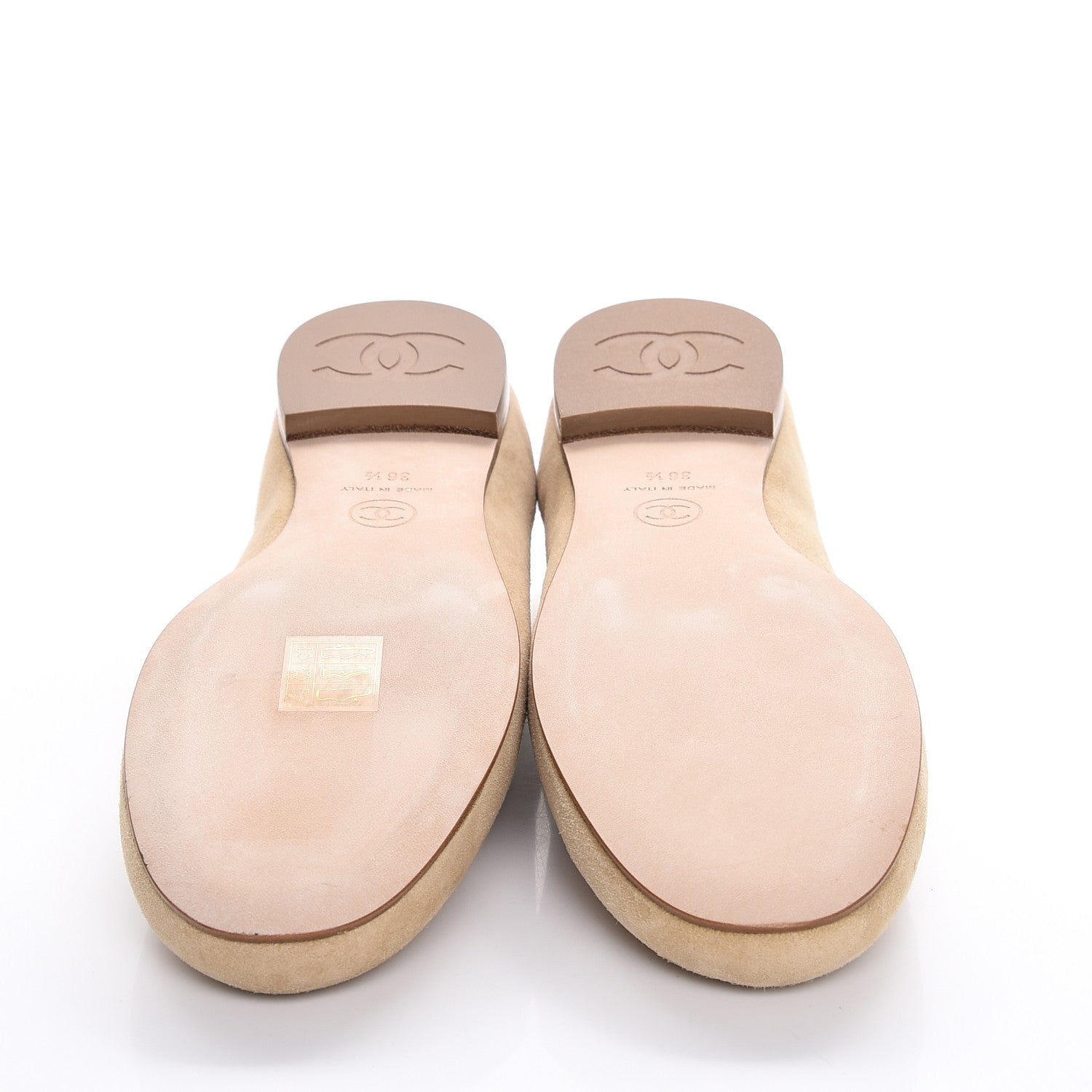 Chanel Kid Suede CC Flats 36.5 Beige 5 of 11
