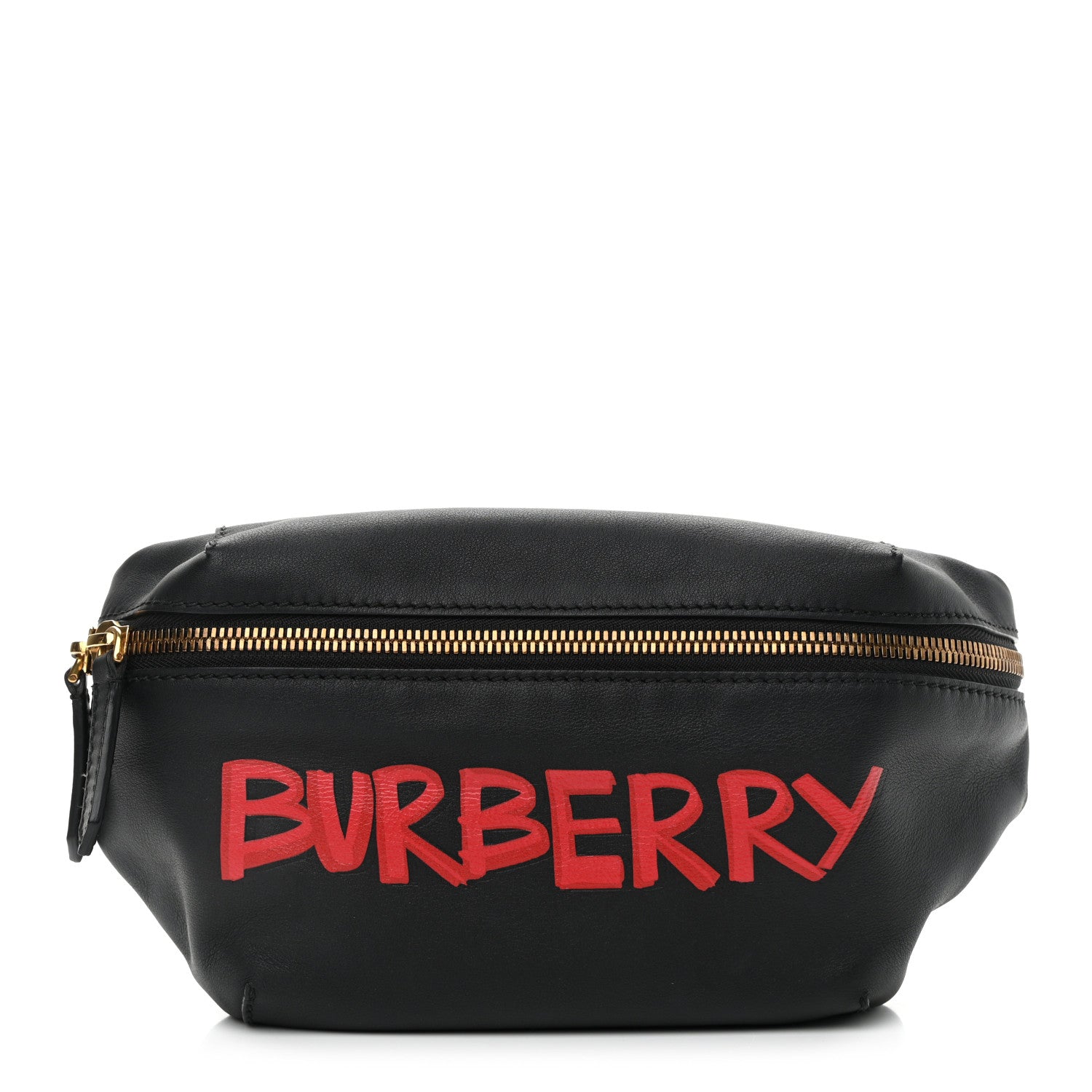 Burberry Calfskin Medium Sonny Bum Bag Black Red 1 of 10