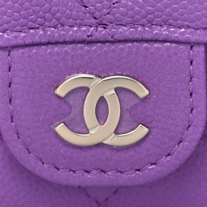 Chanel Caviar Quilted Flap Card Holder Wallet Purple 9 of 12