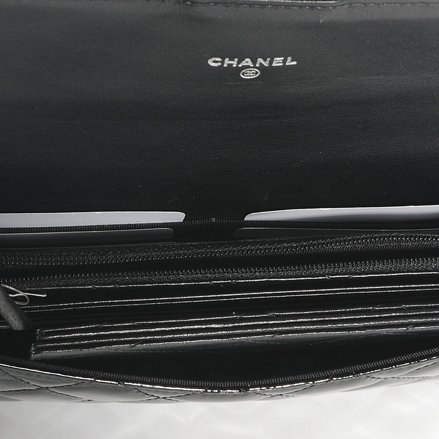 Patent Quilted Travel Wallet Black