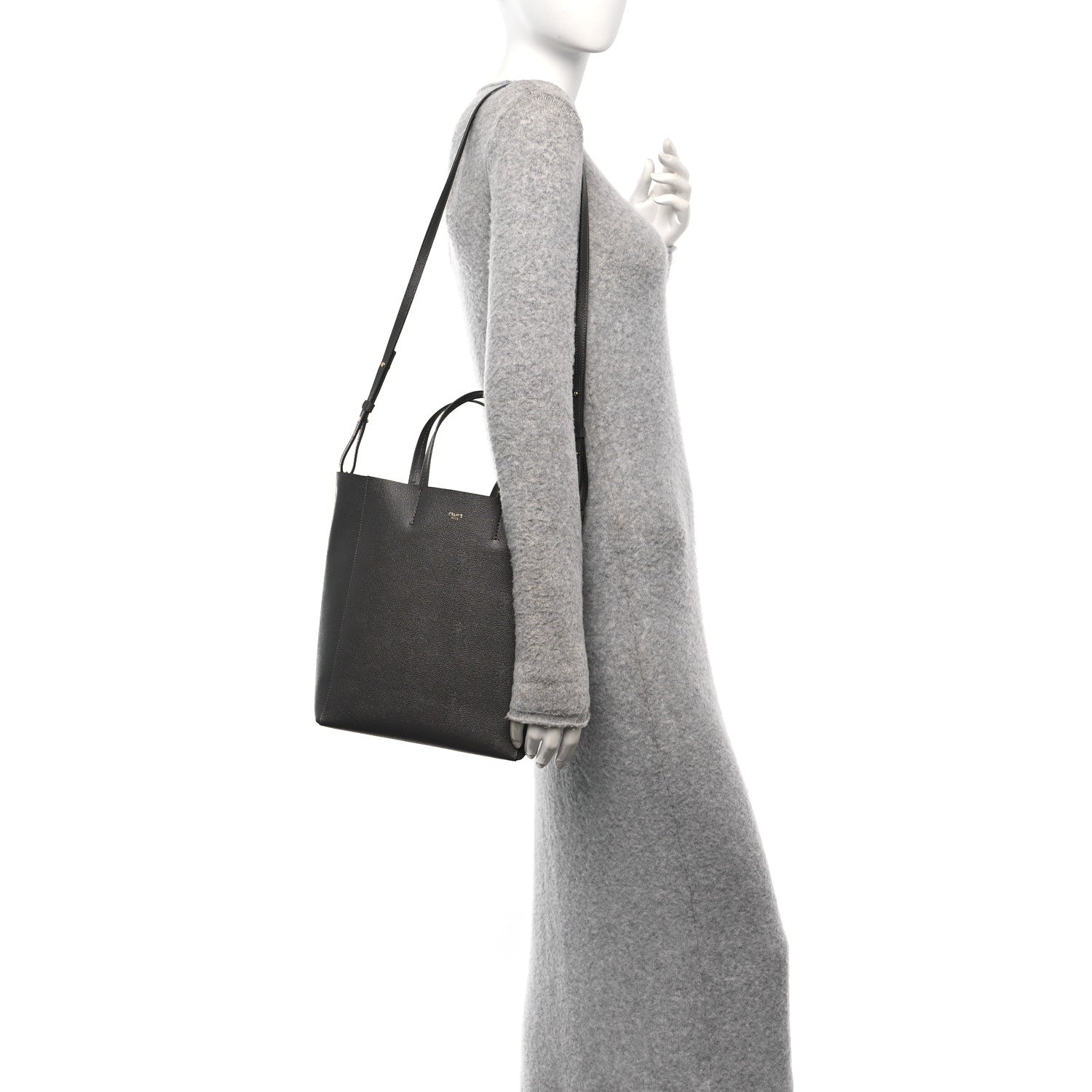 Celine Grained Calfskin Small Vertical Cabas Kohl 2 of 9