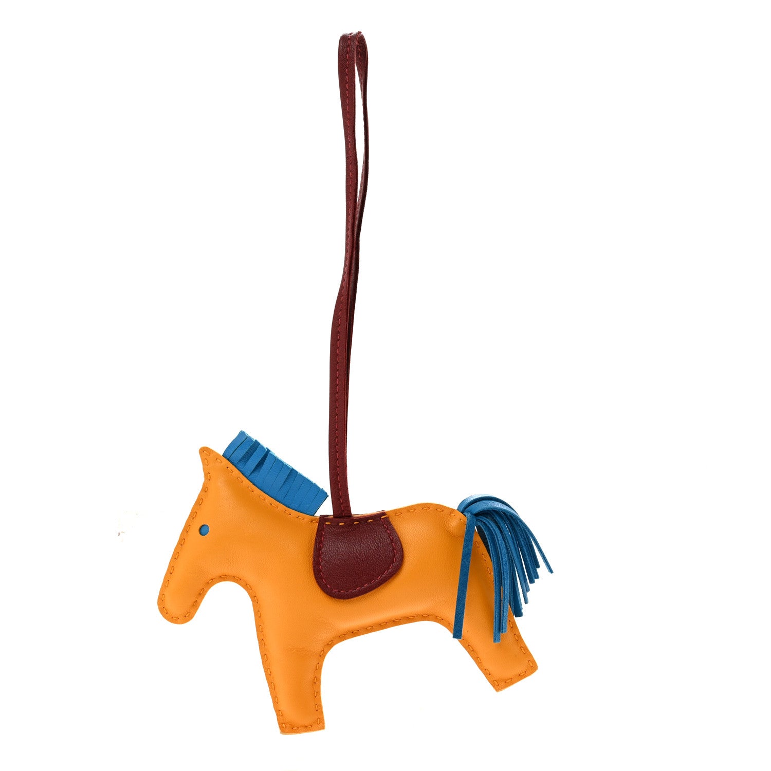 Hermes Milo Lambskin Grigri Rodeo Horse Bag Charm MM Jaune D'or Bleu Zanzibar Rouge H 1 of 4