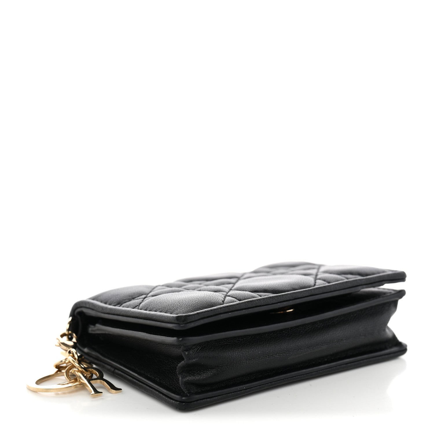 Christian Dior Lambskin Cannage Mini Lady Dior Wallet Black 4 of 8