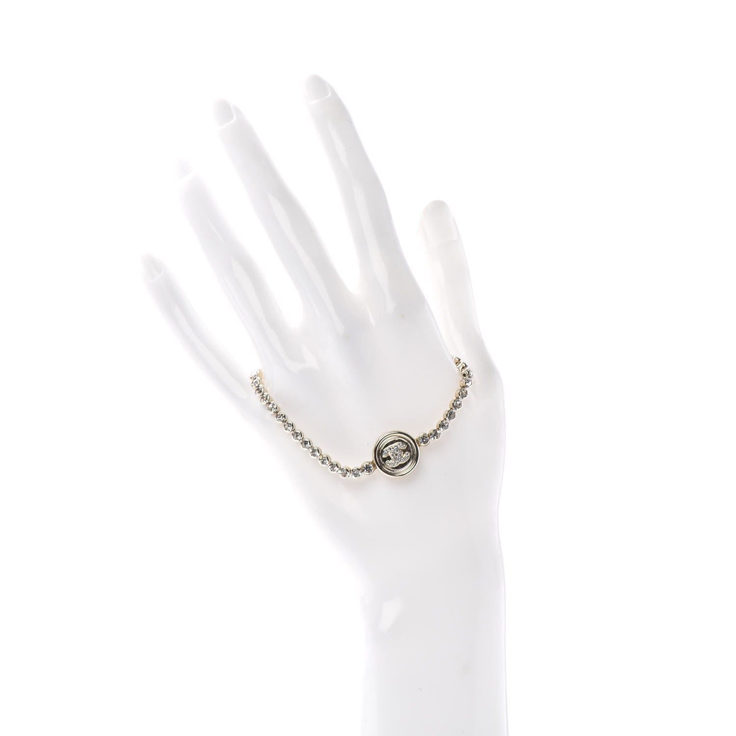 Chanel Crystal CC Chain Bracelet Gold 2 of 4