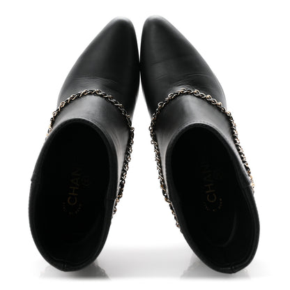 Chanel Calfskin Chain CC Short Boots 37 Black 2 of 9