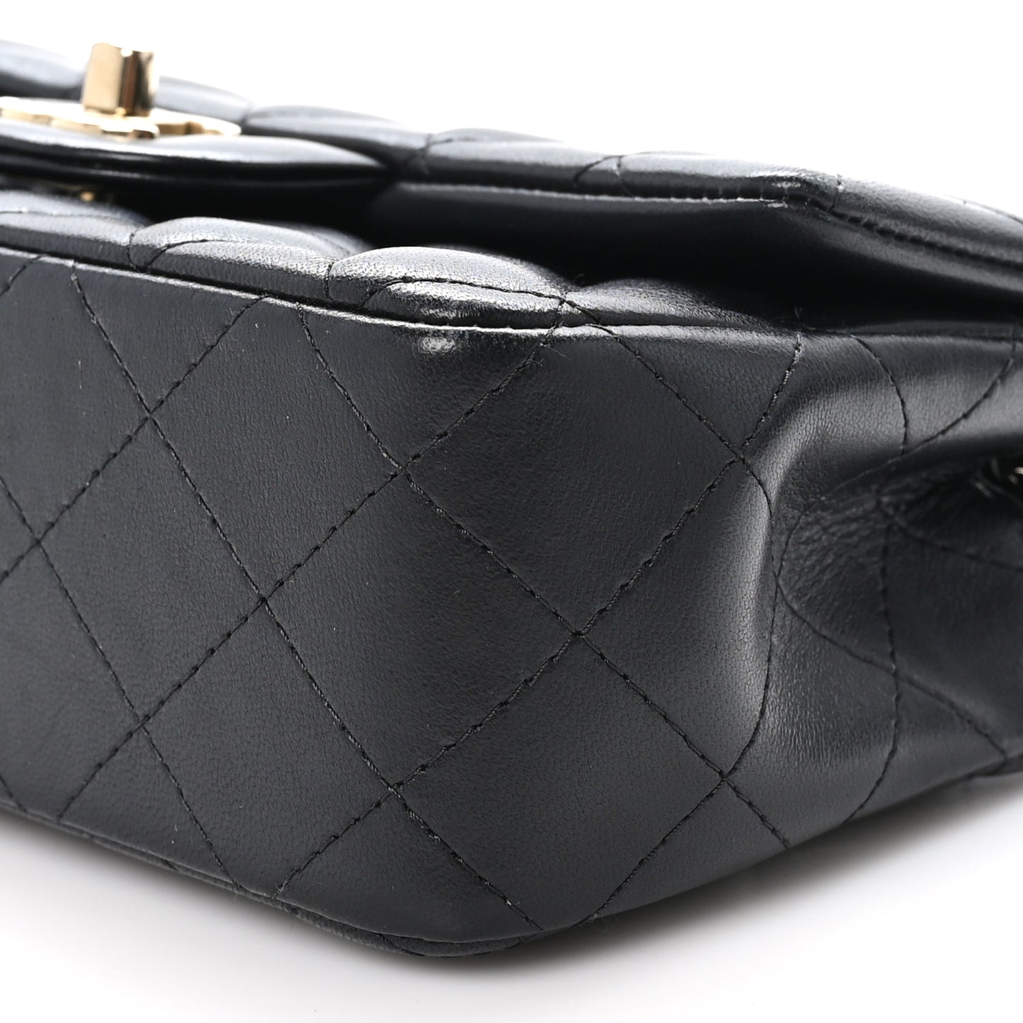Lambskin Quilted Mini Rectangular Flap Black