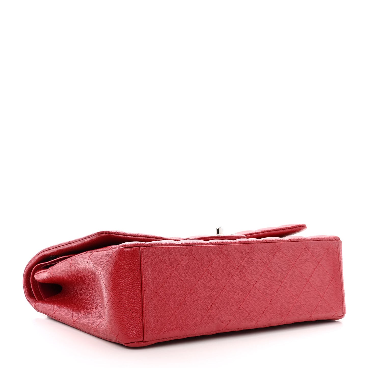 Iridescent Caviar Quilted Maxi Double Flap Red