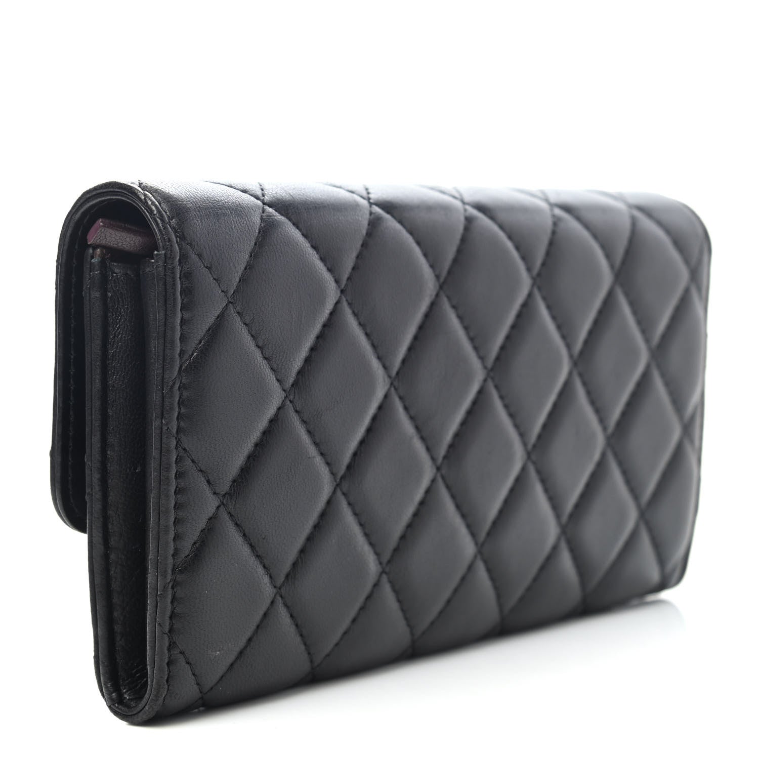 Chanel Lambskin Quilted Large Gusset Flap Wallet Black 2 of 4
