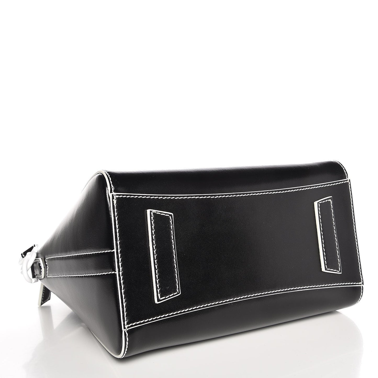 Calfskin Contrast Topstitch Small Antigona Black White