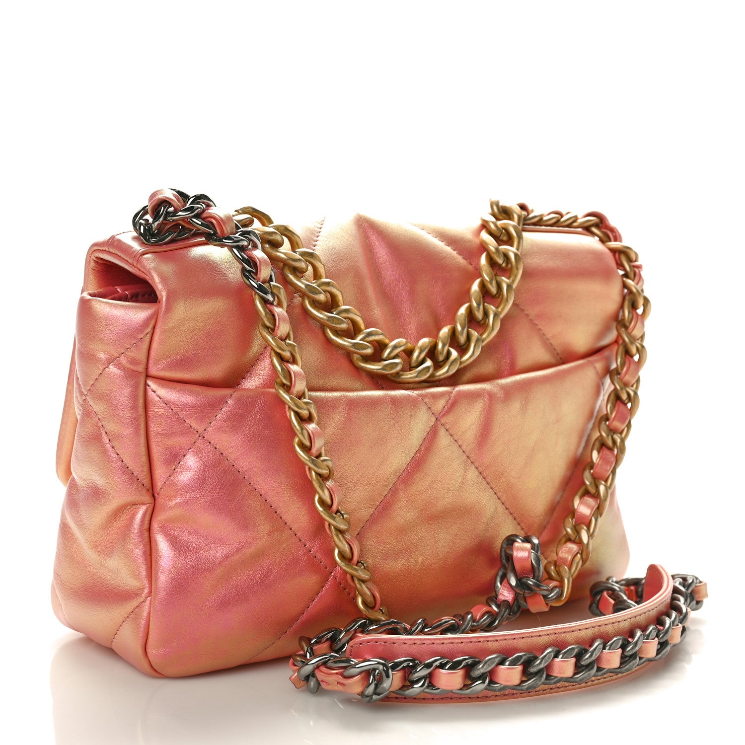 Chanel Iridescent Calfskin Quilted Medium Chanel 19 Flap Pink 2 of 10