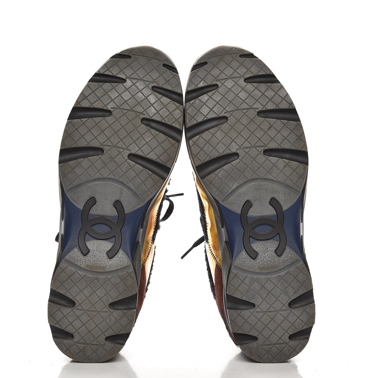 Tweed Suede Calfskin Runway Sneakers 40 Black Multicolor