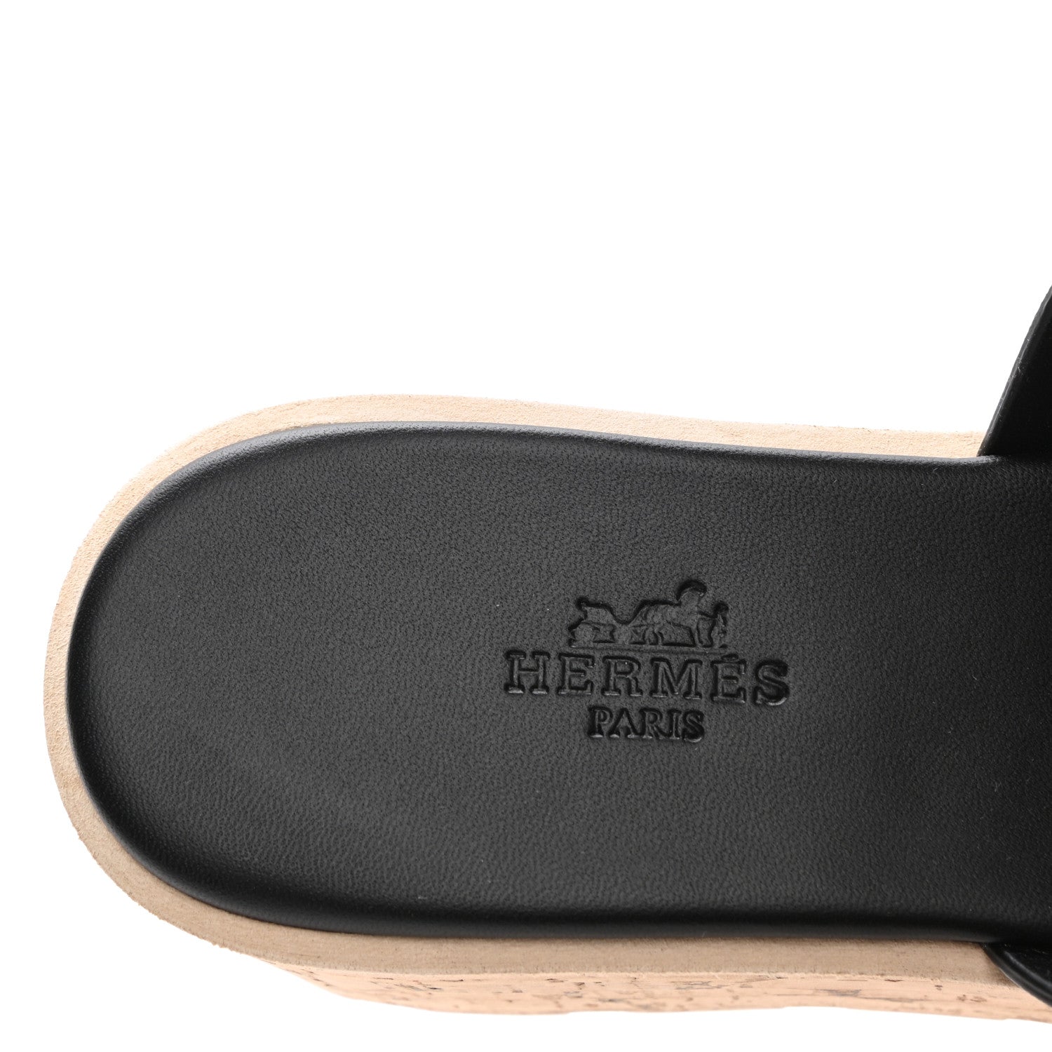 Hermes Calfskin Cork Eze 30 Sandals 36 Black 7 of 9