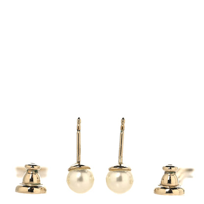 Christian Dior Pearl La Petite Tribale Dangle Chain Earrings Gold 3 of 5