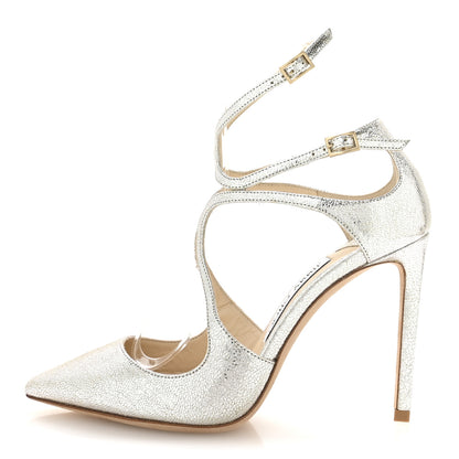 Jimmy Choo Glitter Calfskin Lancer 100 Pumps 36.5 Champagne 1 of 7
