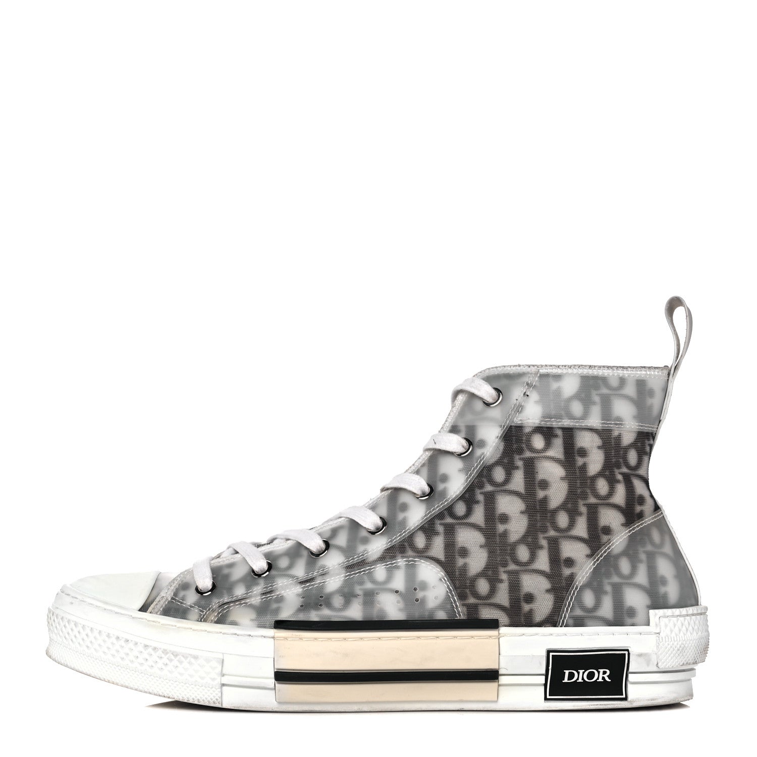 Christian Dior Technical Canvas Oblique Mens B23 High Top Sneakers 43 White Black 1 of 9