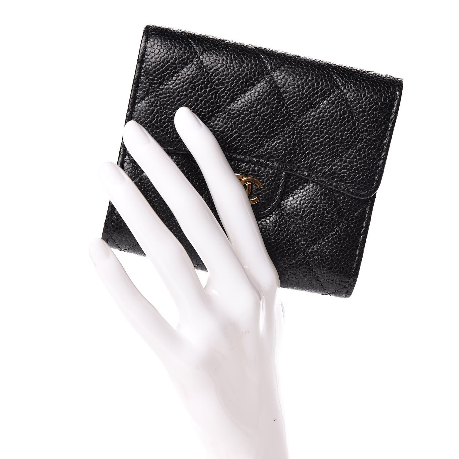Chanel Caviar Quilted Compact Flap Wallet Black 2 of 8