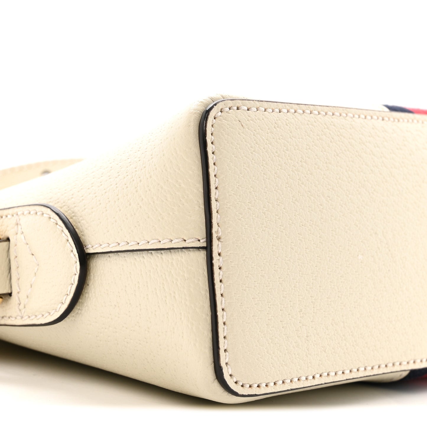 Textured Dollar Calfskin Web Small Ophidia Dome Shoulder Bag Mystic White