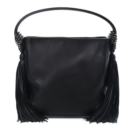 Christian Louboutin Empire Calf Spikes Fringe Eloise Hobo Black 1 of 4