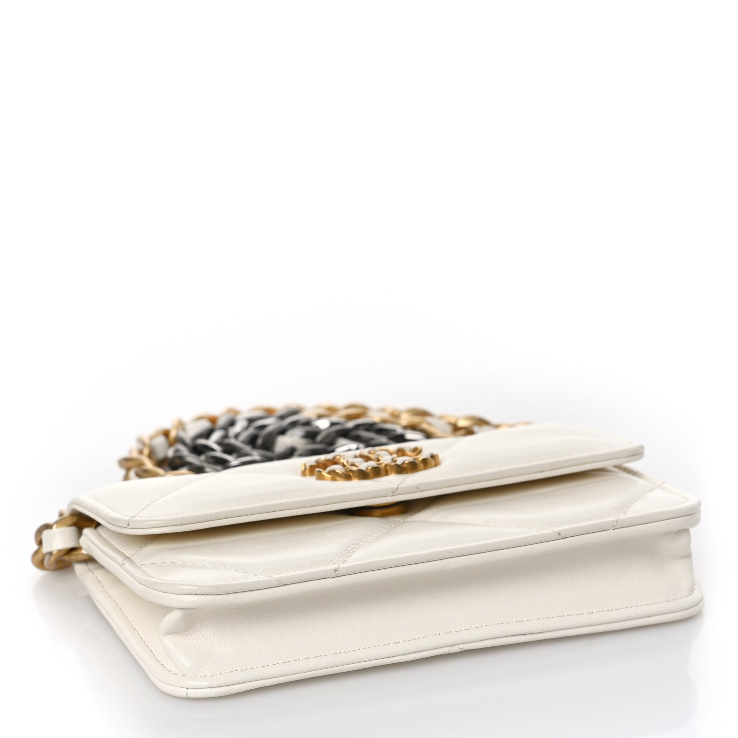 Chanel Lambskin Quilted Chanel 19 Clutch With Chain White 4 of 10