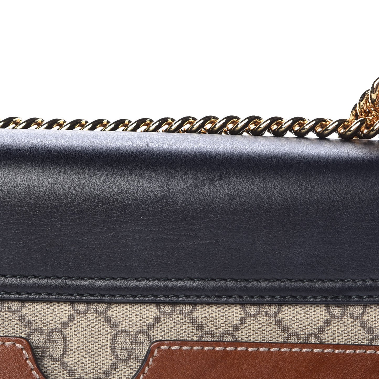 GG Supreme Monogram Calfskin Medium Padlock Shoulder Bag Beige Black Cuir
