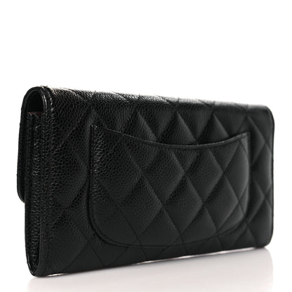 Chanel Caviar Quilted Large Gusset Flap Wallet Black 3 of 9