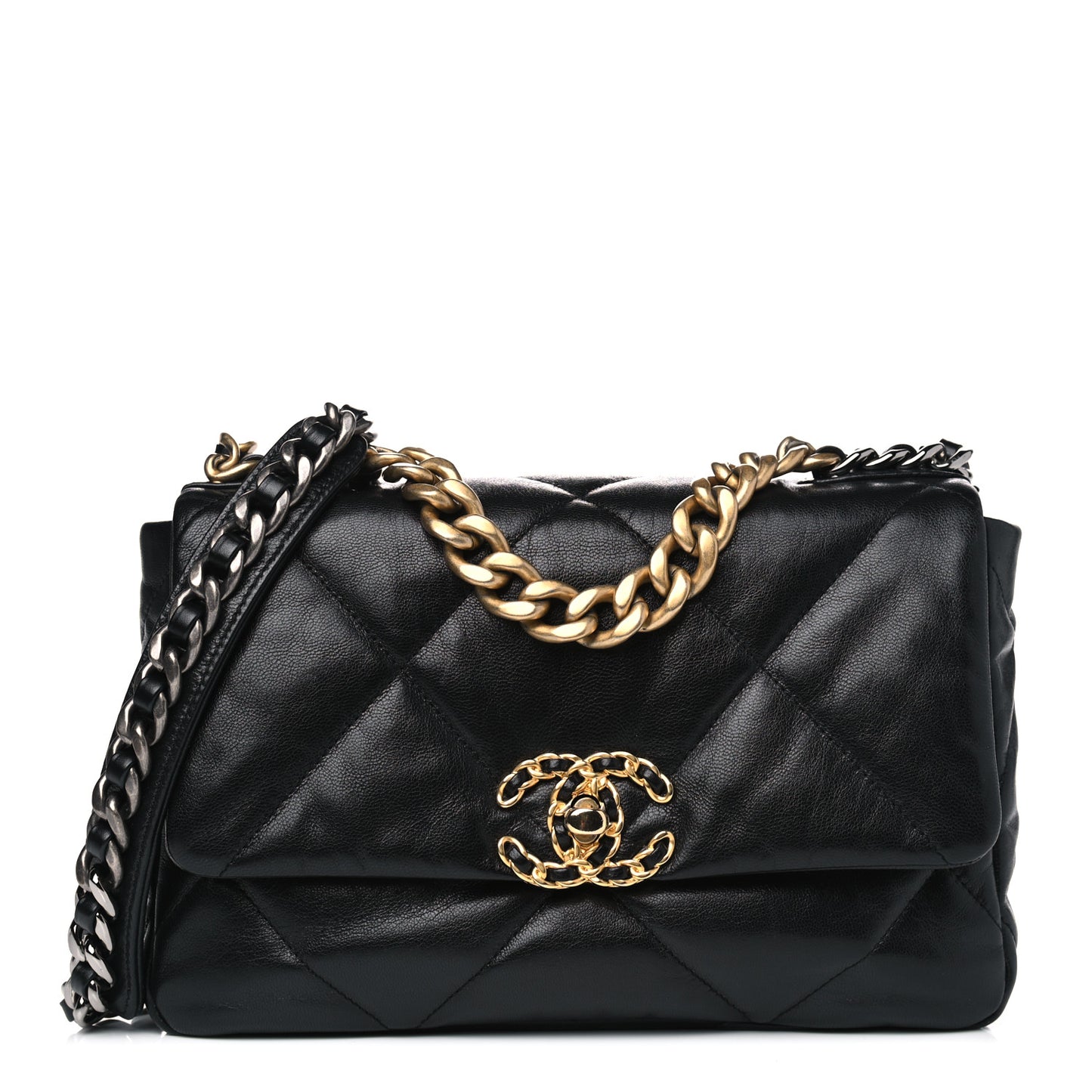 Goatskin Quilted Medium Chanel 19 Flap Black
