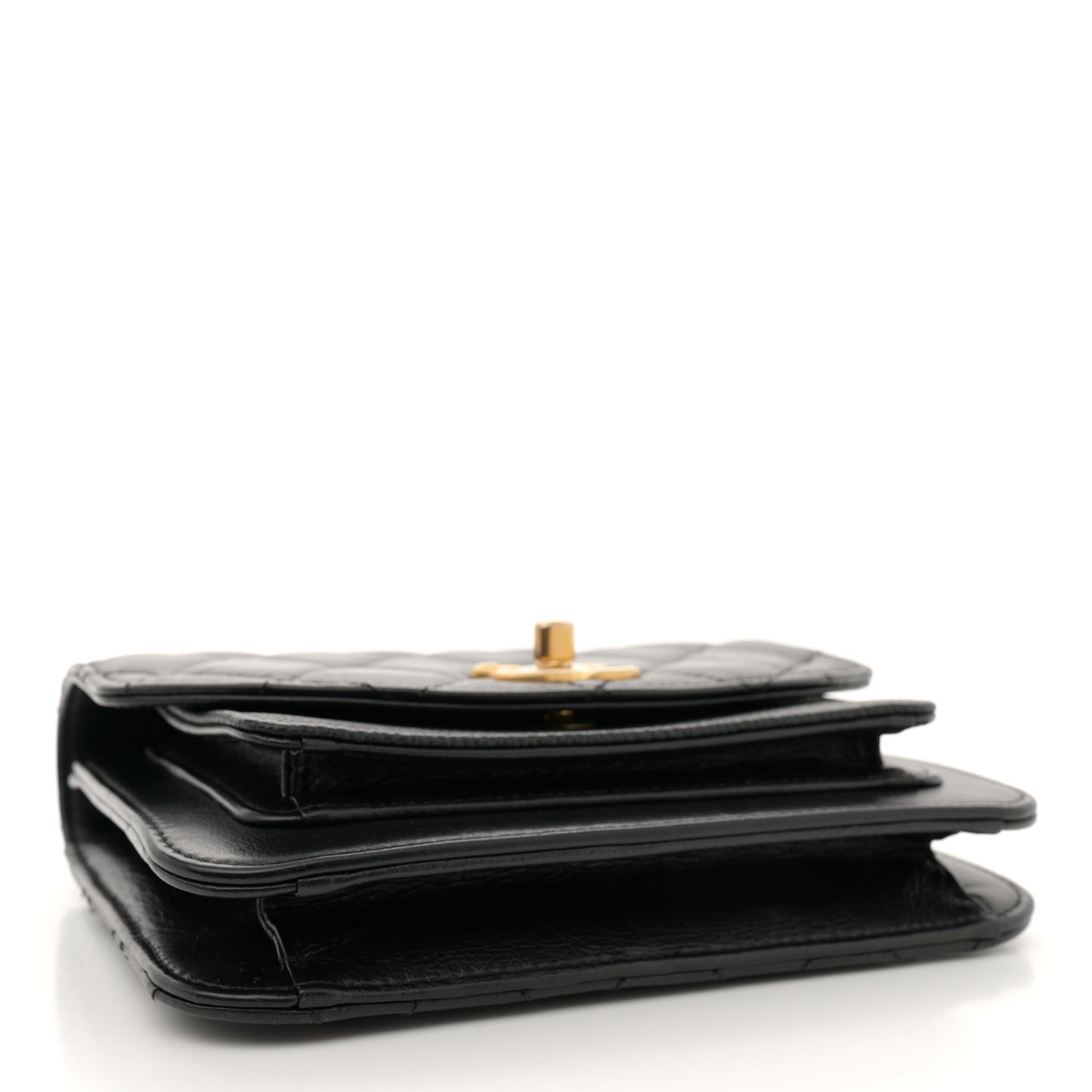 Calfskin Caviar Quilted Mini Chain Handle Flap Black