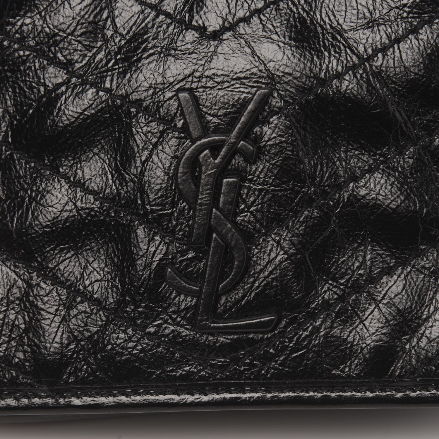 Saint Laurent Crinkled Calfskin Matelasse Monogram Niki Chain Wallet Black 9 of 9