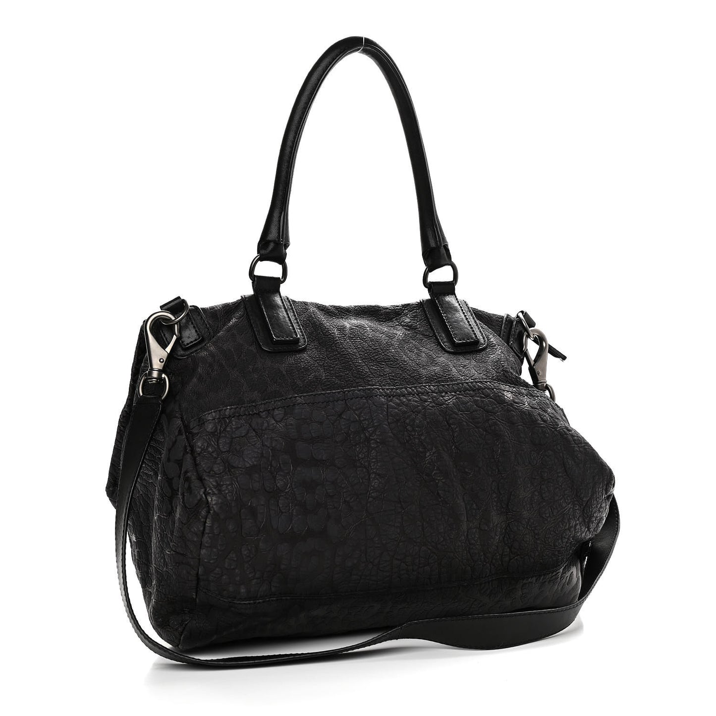 Calfskin Leopard Embossed Large Pandora Black