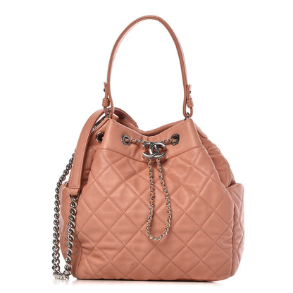Chanel Lambskin Quilted CC Chain Drawstring Tote Dark Beige 1 of 16