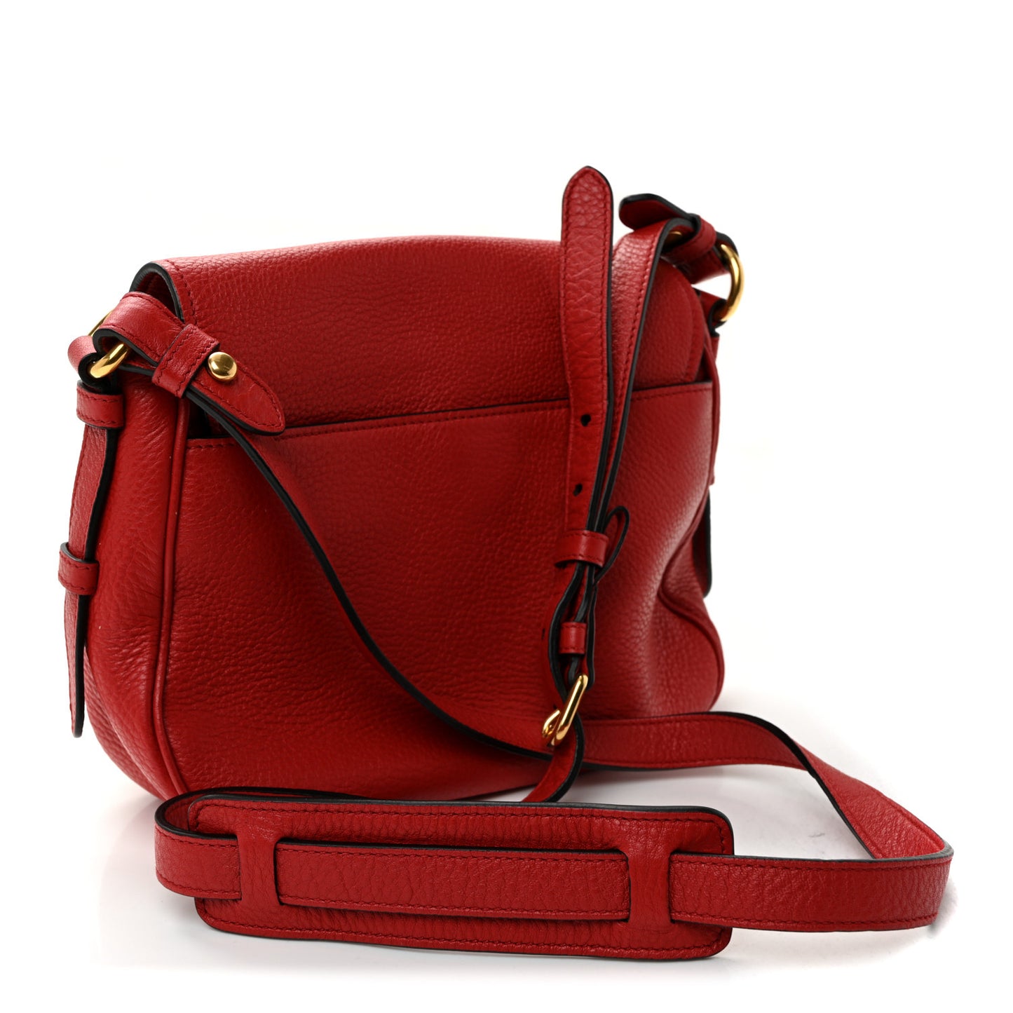 Vitello Daino Double Buckle Messenger Bag Rosso