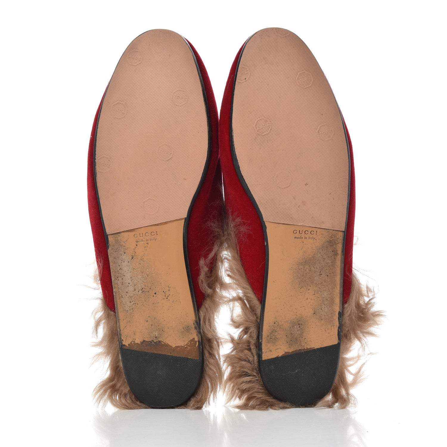 Gucci Velvet Fur Womens Princetown Slippers 39 Hibiscus Red 5 of 13