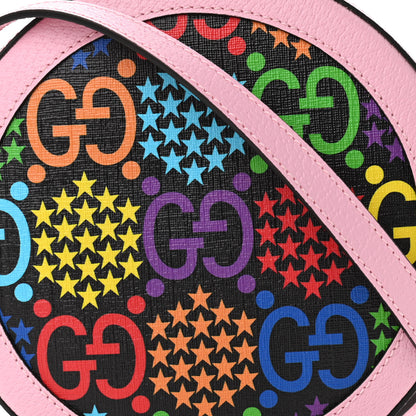Gucci GG Supreme Monogram Psychedelic Round Shoulder Bag Black Multicolor Sugar Pink 8 of 10