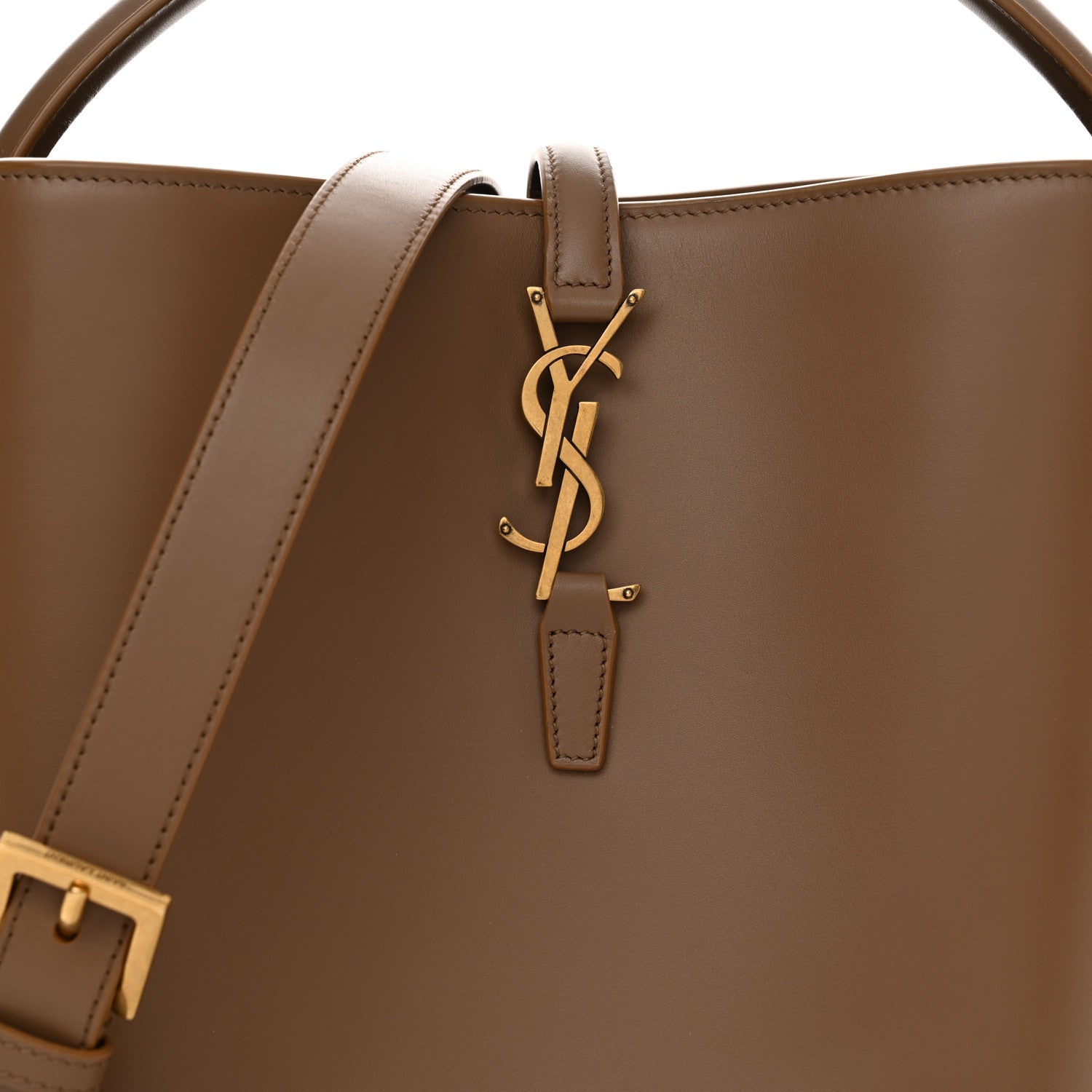 Saint Laurent Shiny Calfskin Le 37 Bucket Bag Dark Cork 9 of 15