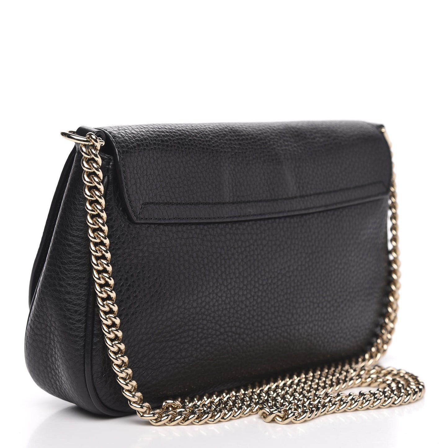 Pebbled Calfskin Medium Soho Flap Crossbody Black