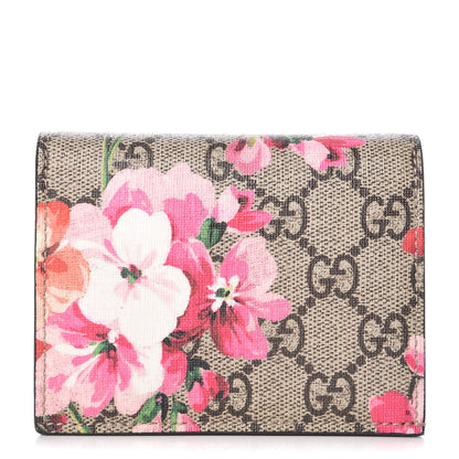 Gucci GG Supreme Monogram Blooms Card Case Beige Multicolor Dry Rose 1 of 10